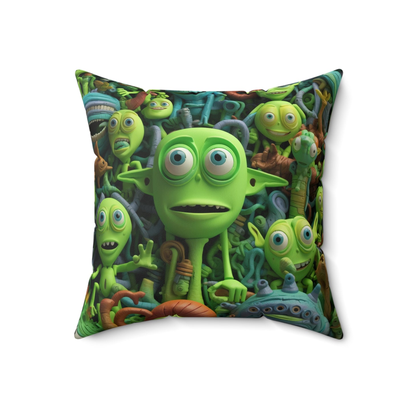 Toy Alien Story Space Character Galactic UFO Anime Cartoon - Spun Polyester Square Pillow