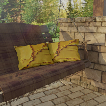 Banana Yellow Lemon: Bold Distressed, Denim-Inspired Fabric - Outdoor Pillows