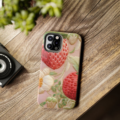 Red Berry Strawberries - Embroid Fruit - Healthy Crop Feast Food Design - Tough Phone Cases