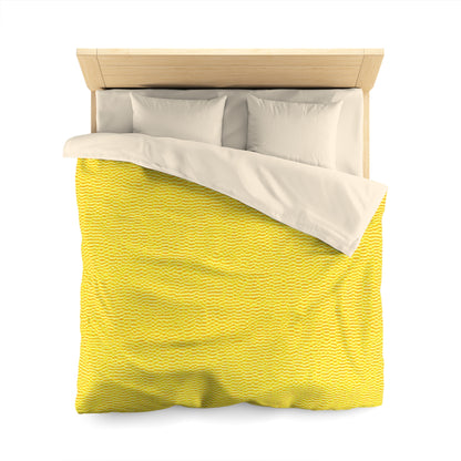 Sunshine Yellow Lemon: Denim-Inspired, Cheerful Fabric - Microfiber Duvet Cover