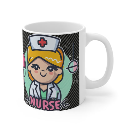 Kawaii Nurse Anime - Regalo de trabajo de personaje - Taza de cerámica 11oz