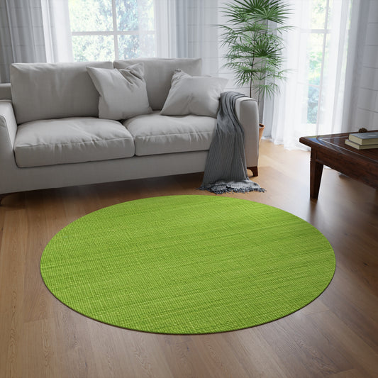 Lush Grass Neon Green: Denim-Inspired, Springtime Fabric Style - Round Rug