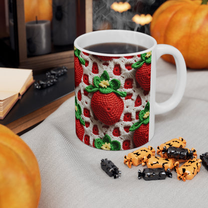 Strawberry Crochet Pattern - Amigurumi Strawberries - Fruit Design for Home and Gifts - Ceramic Mug 11oz