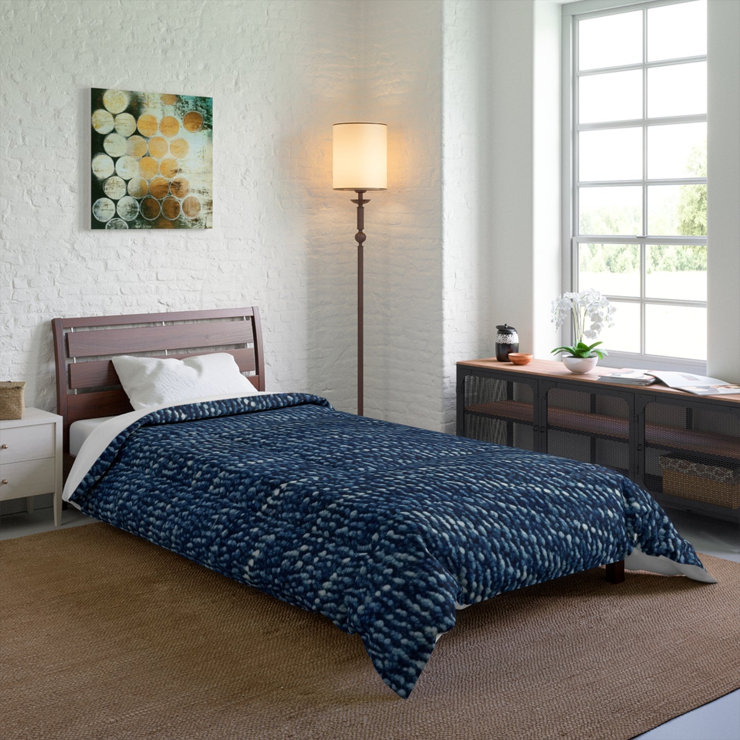 Denim-Inspired Design - Distinct Textured Fabric Pattern - Comforter