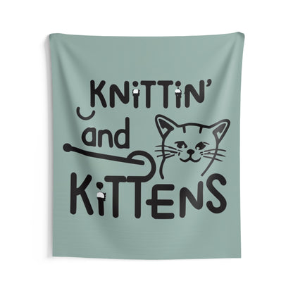 Knitting Whiskers: Purr-fect Kittin with Kittens Design - Indoor Wall Tapestries