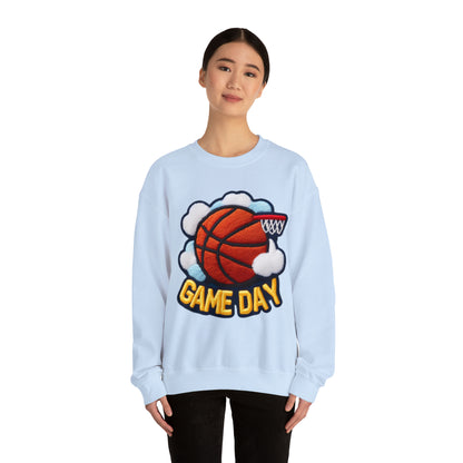 Game Day Basketball シェニール パッチ刺繍デザイン - ユニセックス ヘビー ブレンド™ クルーネック スウェットシャツ