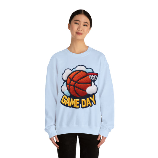 Game Day Basketball シェニール パッチ刺繍デザイン - ユニセックス ヘビー ブレンド™ クルーネック スウェットシャツ