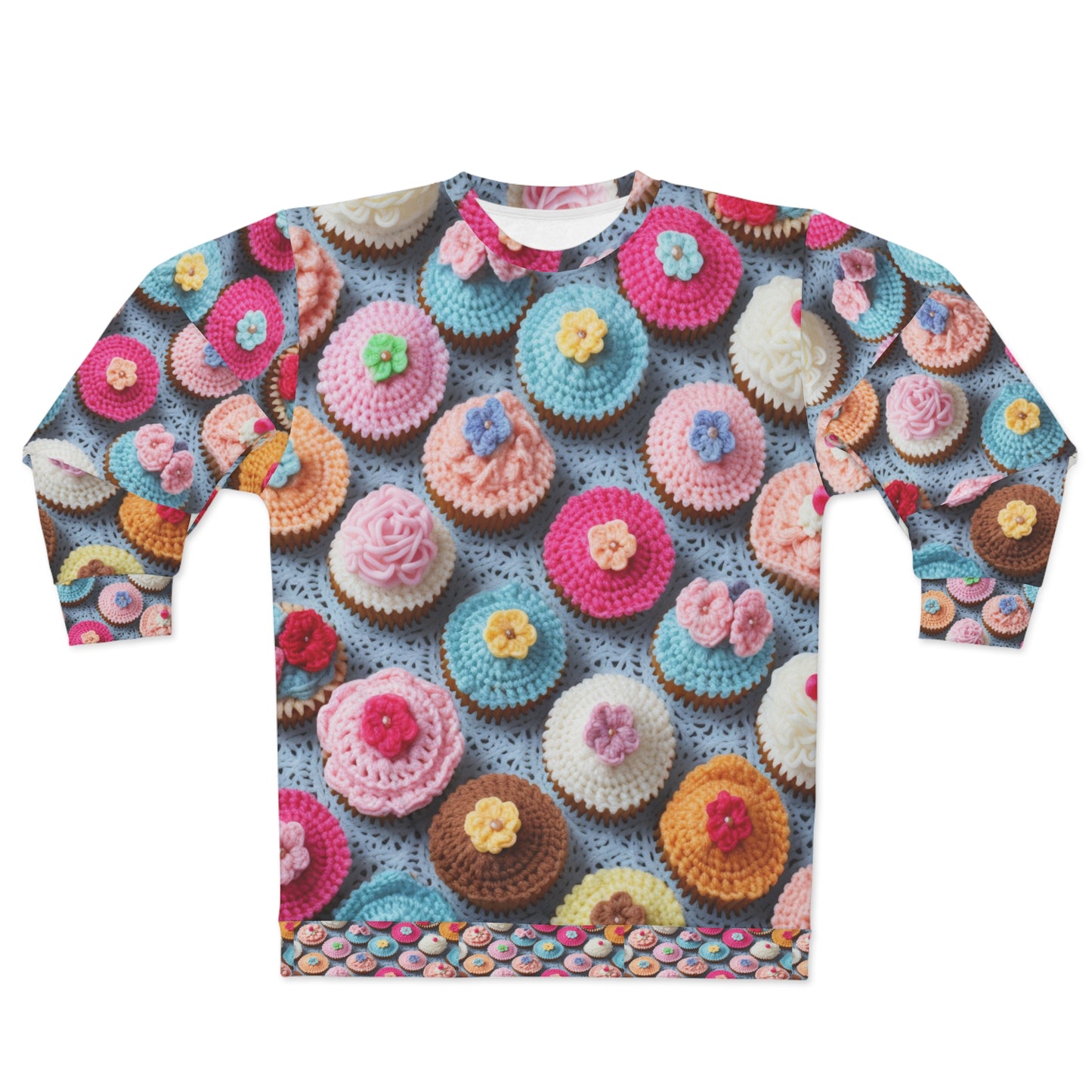 Crochet Cupcake Treat Frosted Cake Dessert Bakery Design - Sudadera unisex (AOP)