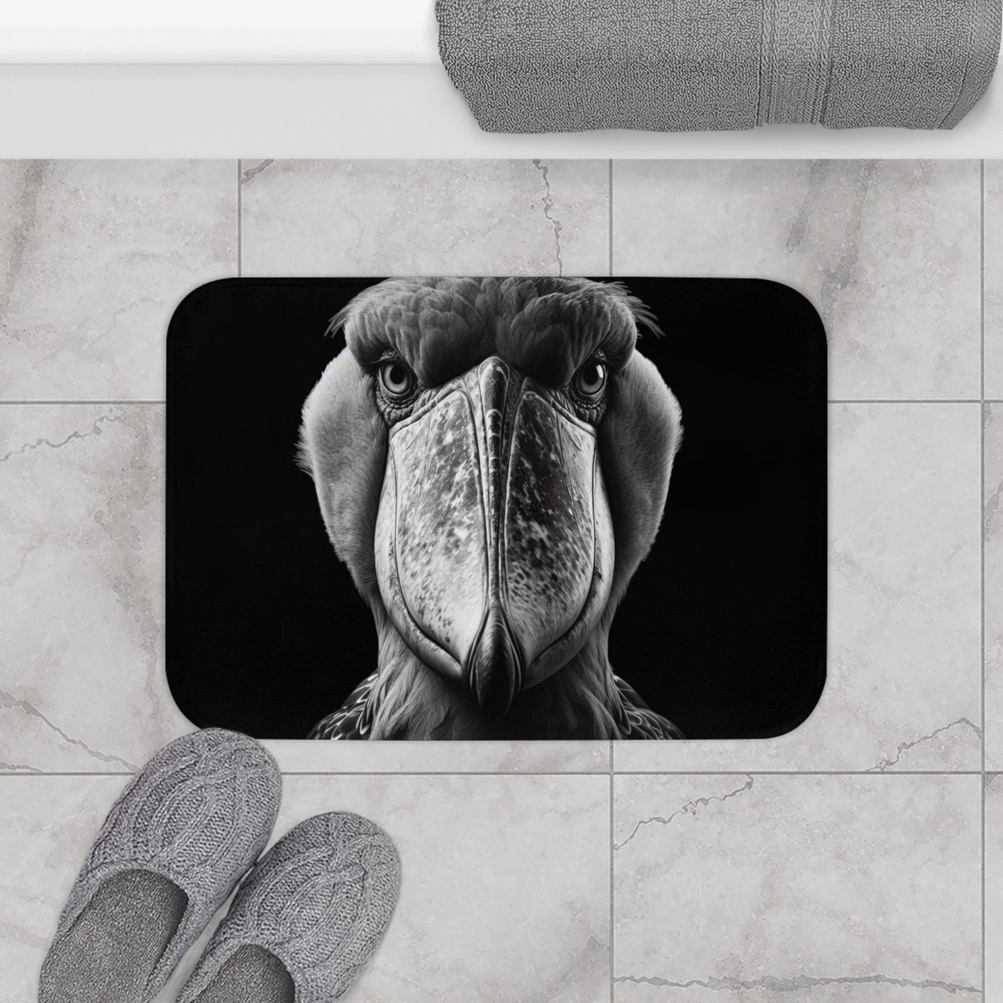 Shoebill Bird, Bird Watch Gift. Bath Mat