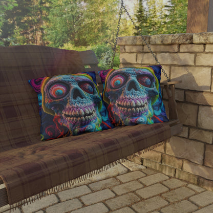 Crochet Skull Halloween Scary Horror Design - Outdoor Pillows