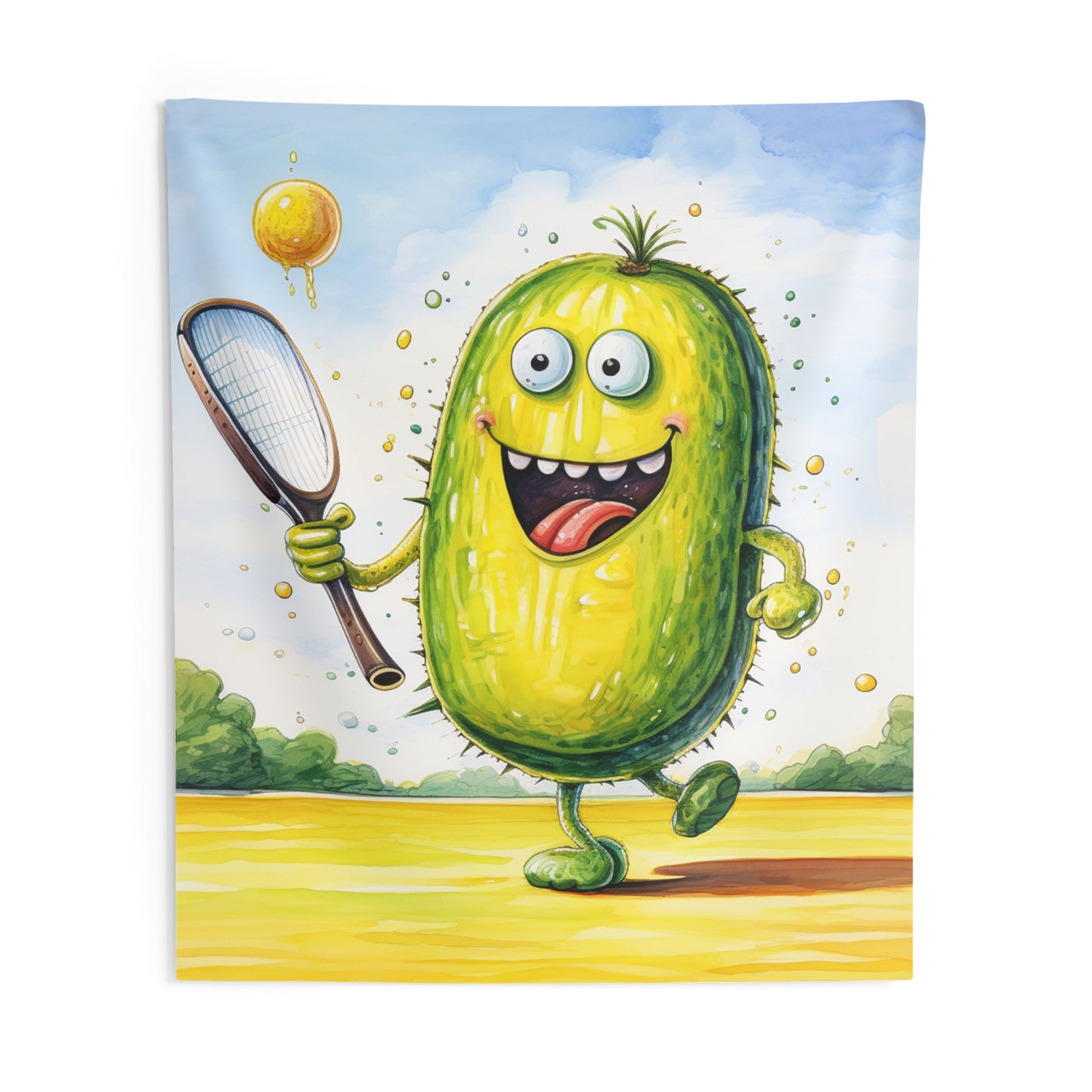 Pickleball Sport: Athletic Pickle Playing Game with Net and Paddle - Indoor Wall Tapestries