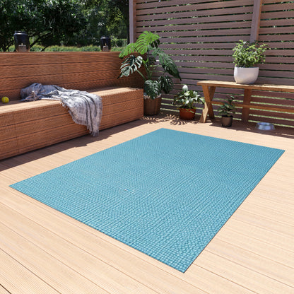 Bright Aqua Teal: Denim-Inspired Refreshing Blue Summer Fabric - Outdoor Rug