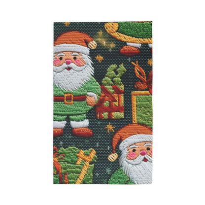 Christmas Santa Claus - Embroidered Presents - Festive Winter Wonderland - Deck the Halls Design - Dobby Rug