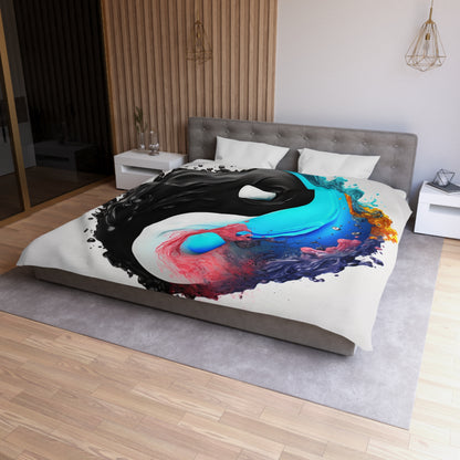 Yin Yang Symbol, Colorful Paint Style - Artistic Decor - Microfiber Duvet Cover