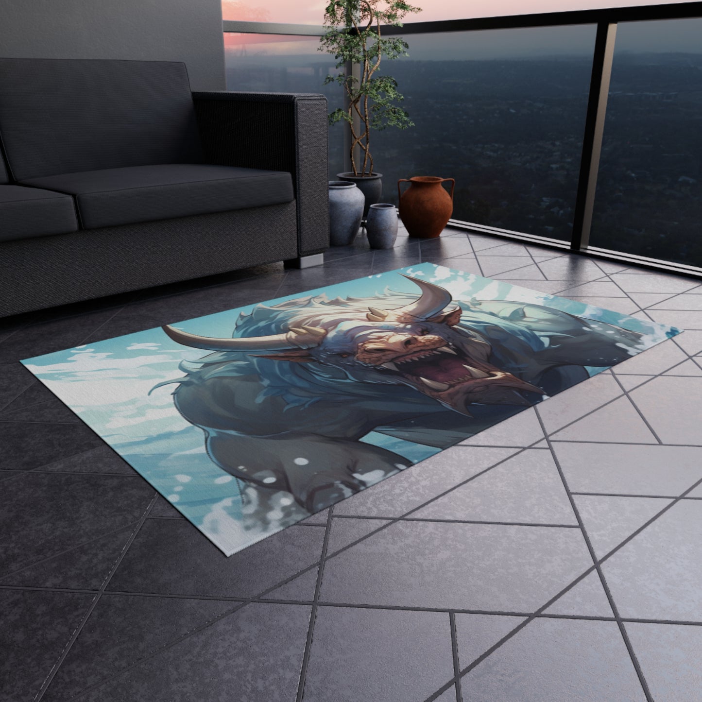 Bull Shark Fusion: Water Fantasy - Hybrid Ocean Marine Animal - Outdoor Rug