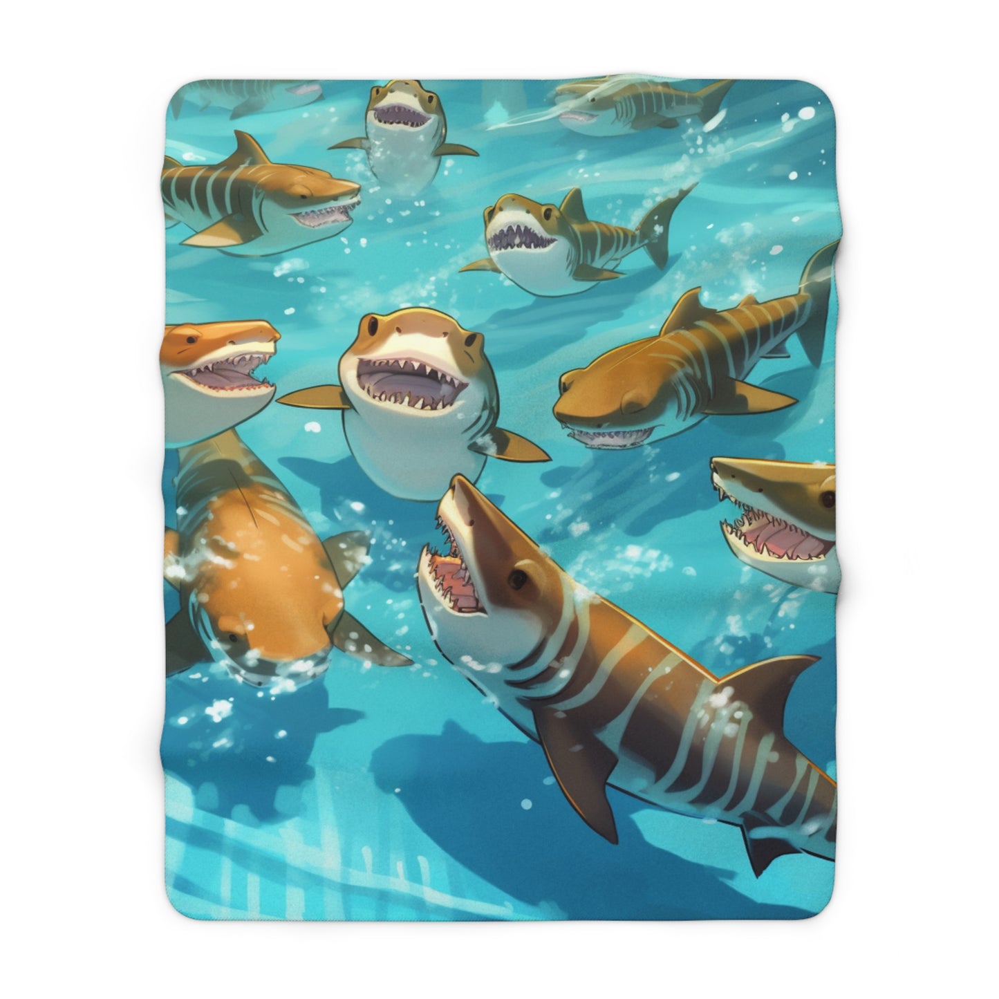 Tiger Shark: Ocean Marine Wildlife - Underwater - Sherpa Fleece Blanket