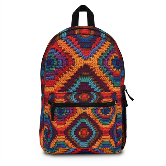 African Heritage Crochet, Vibrant Multicolored Design, Ethnic Craftwork - Backpack