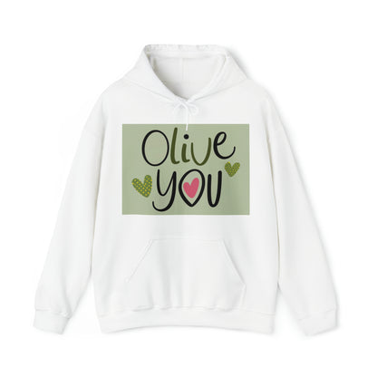 Olive You- Te amo - Divertido juego de palabras Meme que dice un regalo peculiar - Sudadera con capucha unisex Heavy Blend™