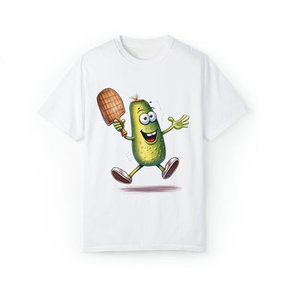 Pickle Player Action: Cartoon Swinging Pickleball Paddle - Sporty Charm - Unisex Garment-Dyed T-shirt