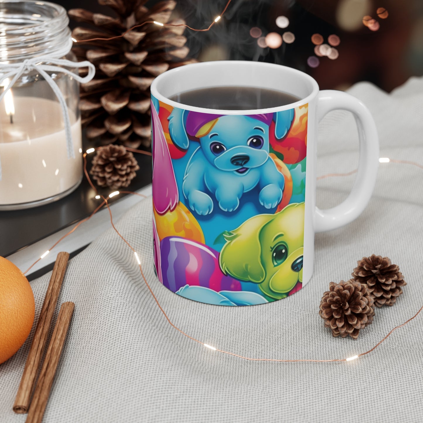 Happy Puppy & Dog Design - Vivid and Eye-Catching - Ceramic Mug 11oz