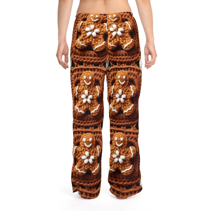 Gingerbread Man Crochet, Classic Christmas Cookie Design, Festive Yuletide Craft. Holiday Decor - Women's Pajama Pants (AOP)