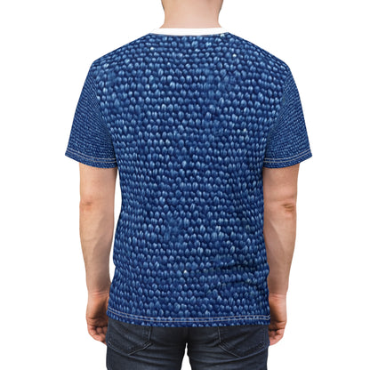 Marine Carpet Outdoor Bass Boat Style Denim Design - Unisex Cut & Sew Tee (AOP)