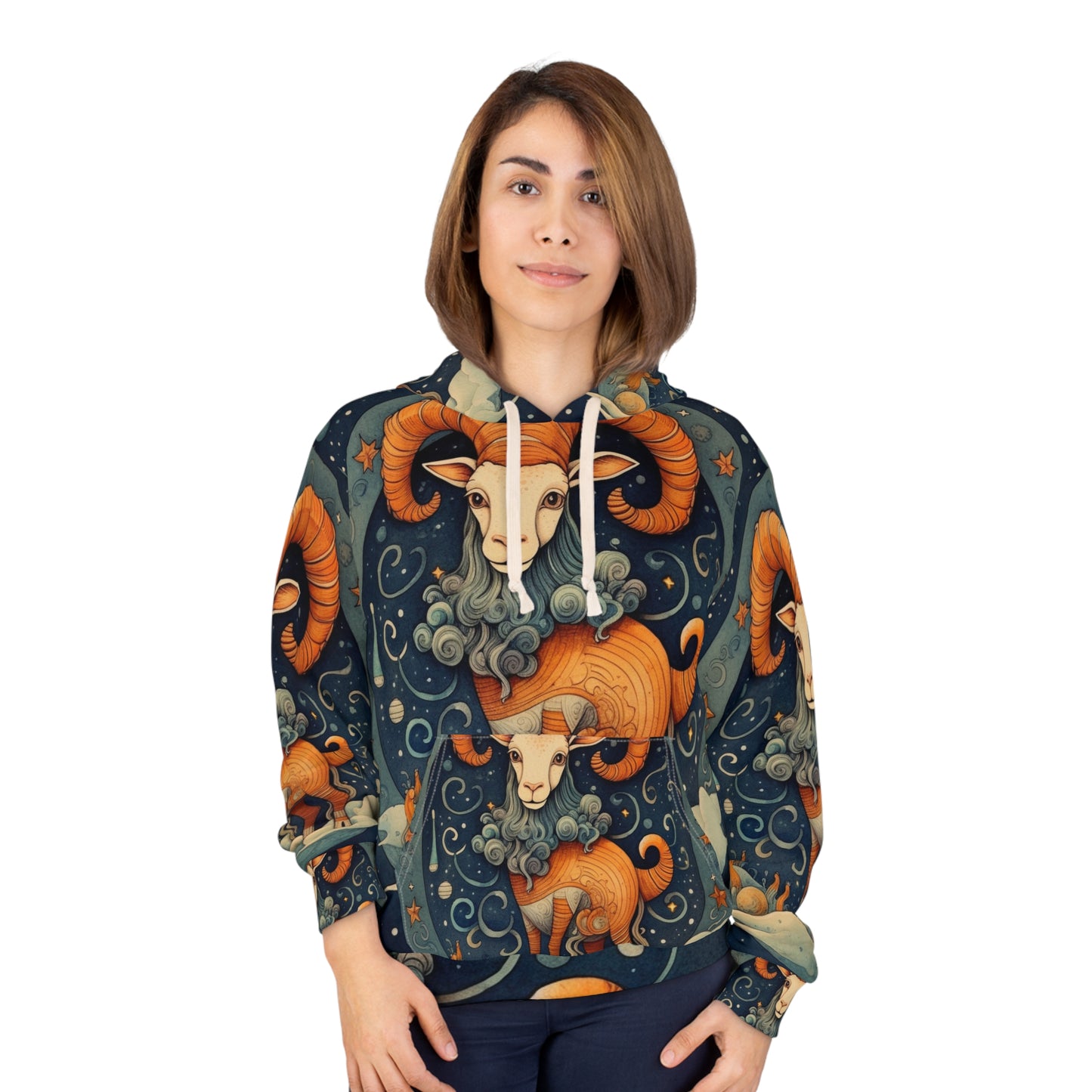 Diseño humorístico estilo libro infantil del zodiaco Capricornio - Sudadera con capucha unisex (AOP) 