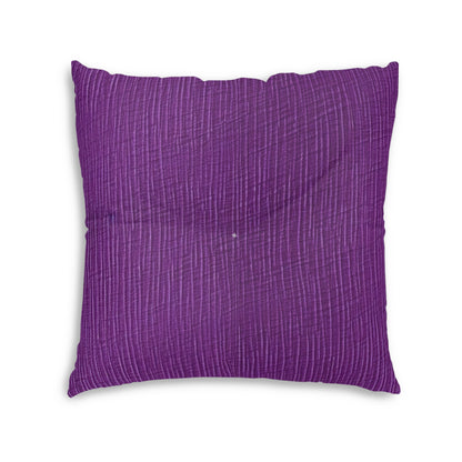 Violet/Plum/Purple: Denim-Inspired Luxurious Fabric - Tufted Floor Pillow, Square