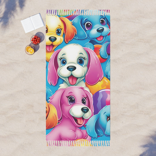 Diseño Happy Puppy &amp; Dog - Vivo y llamativo - Boho Beach Cloth