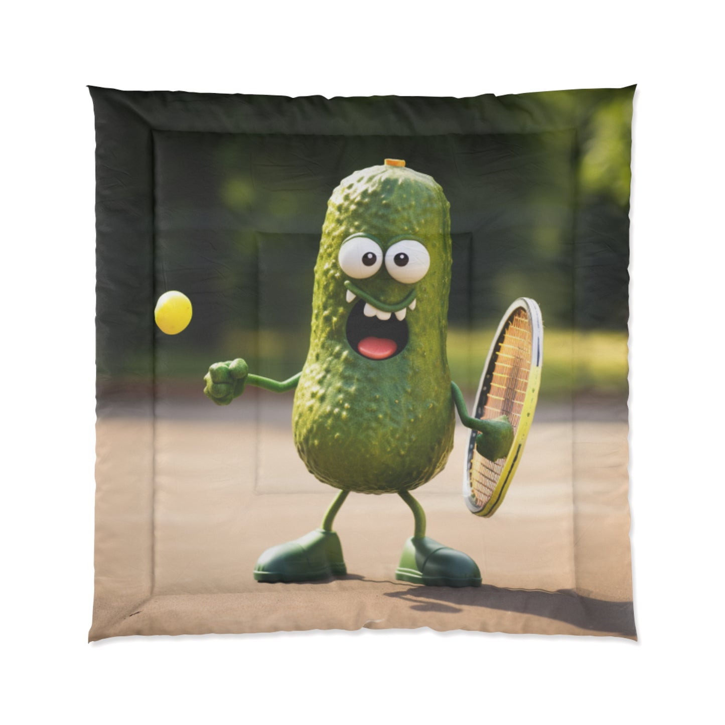 Pickle Playing Pickleball: Serve, Paddle, Game - Court Sport - Bed Comforter