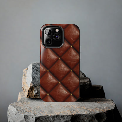 Brown Leather Cognac Pattern Rugged Durable Design Style - Tough Phone Cases