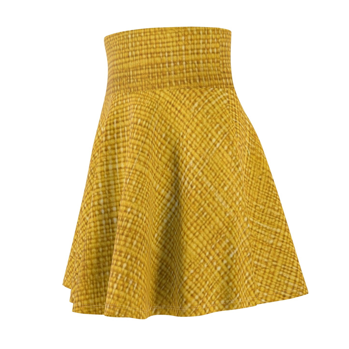 Radiant Sunny Yellow: Denim-Inspired Summer Fabric - Women's Skater Skirt (AOP)