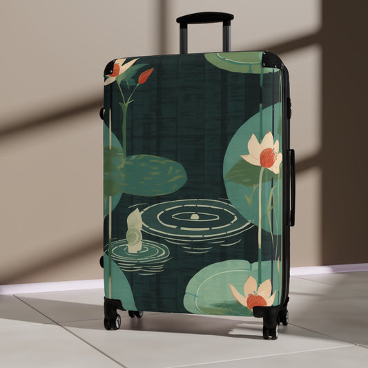 Zen-Inspired Bamboo, Lotus & Stone Garden Pattern Design - Suitcase