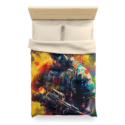 Paintball Game Sport: Professional Action Shot Target Player - Microfiber Duvet Cover