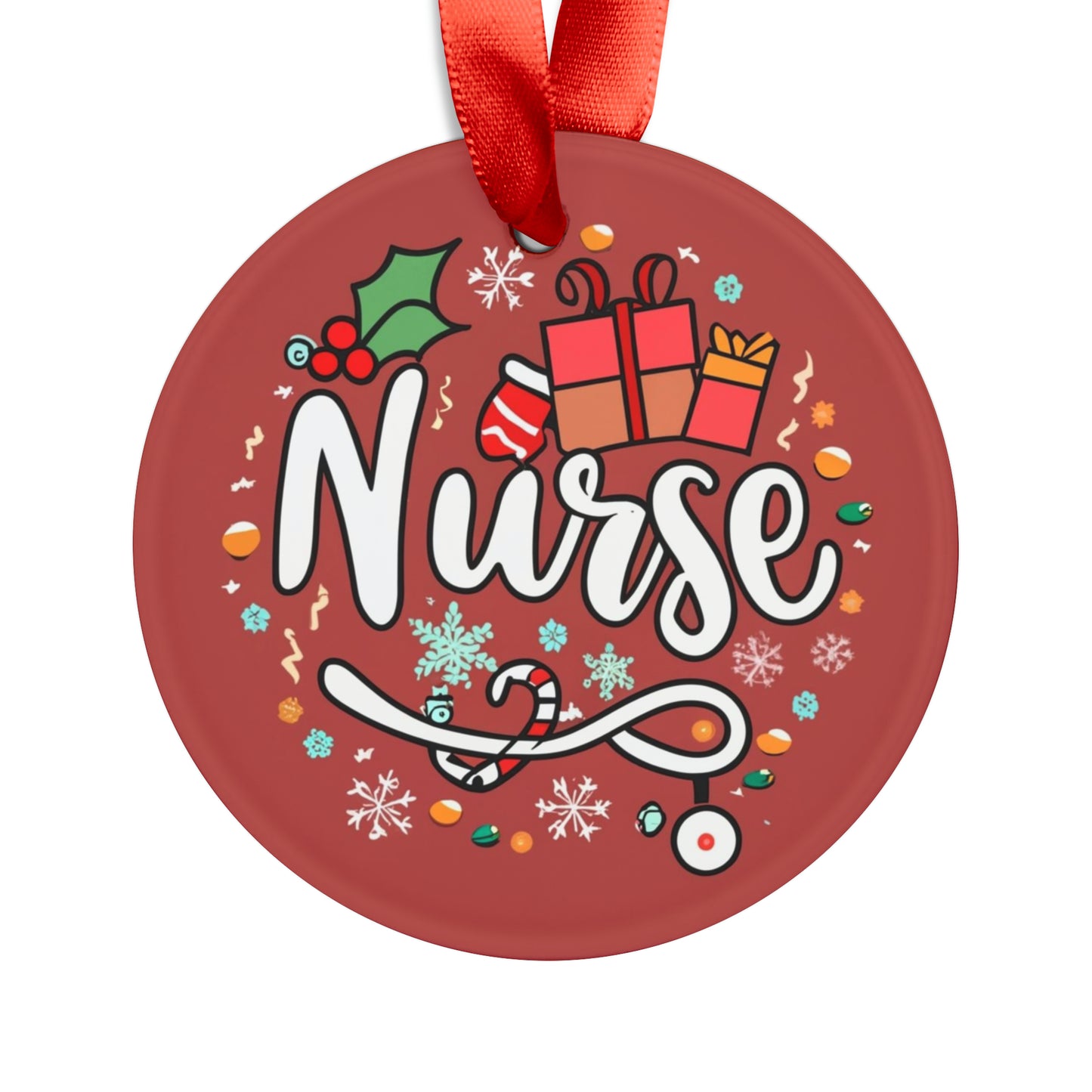 Christmas Nurse 2023 - Acrylic Ornament with Ribbon