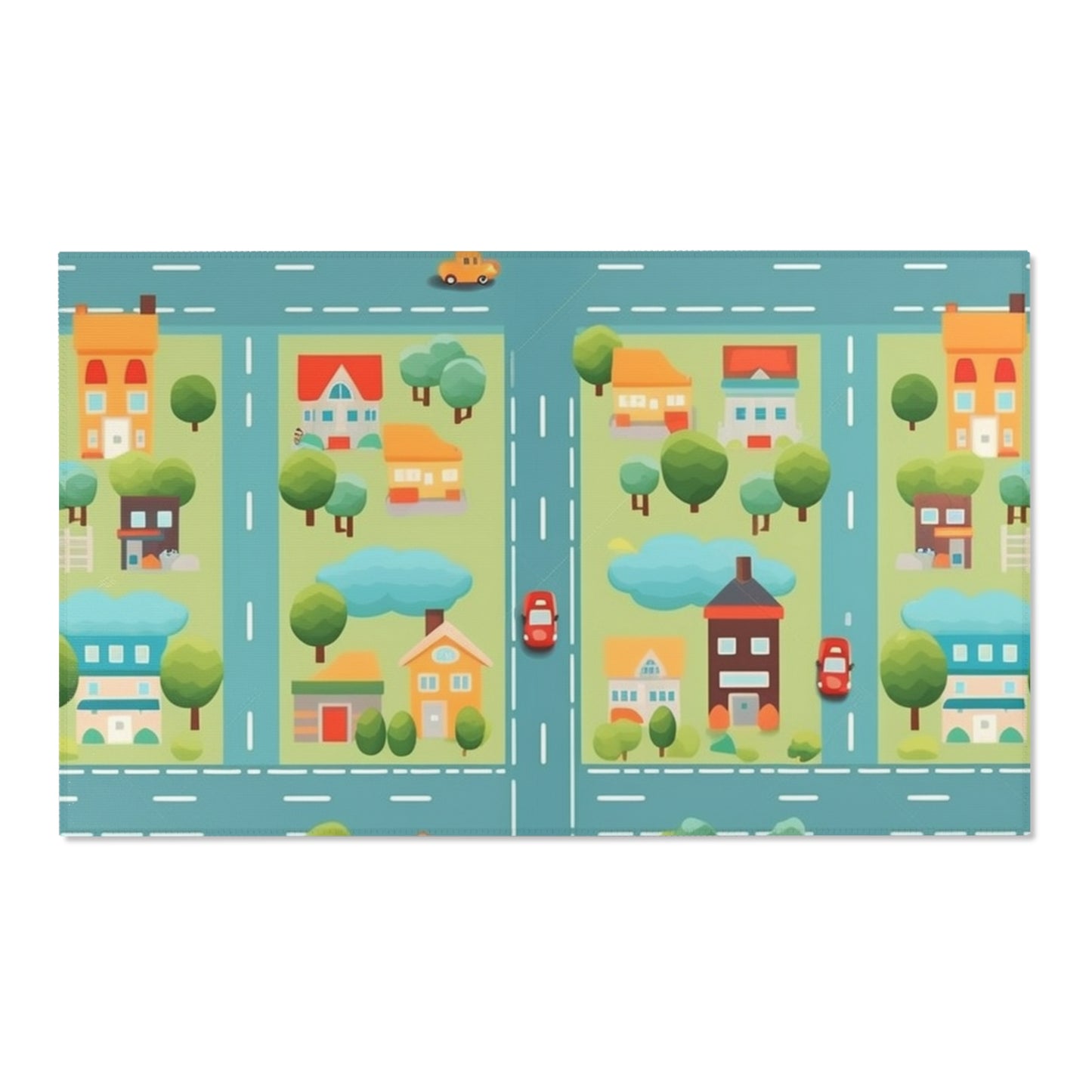 Colorful Kids' Area Rug: Town Car Pattern, Various Sizes, 100% Polyester