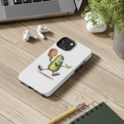 Pickle Player Action: Cartoon Swinging Pickleball Paddle - Sporty Charm - Tough Phone Cases