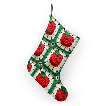 Apple Granny Square Crochet Pattern: Wild Fruit Tree, Delicious Red Design - Christmas Stockings