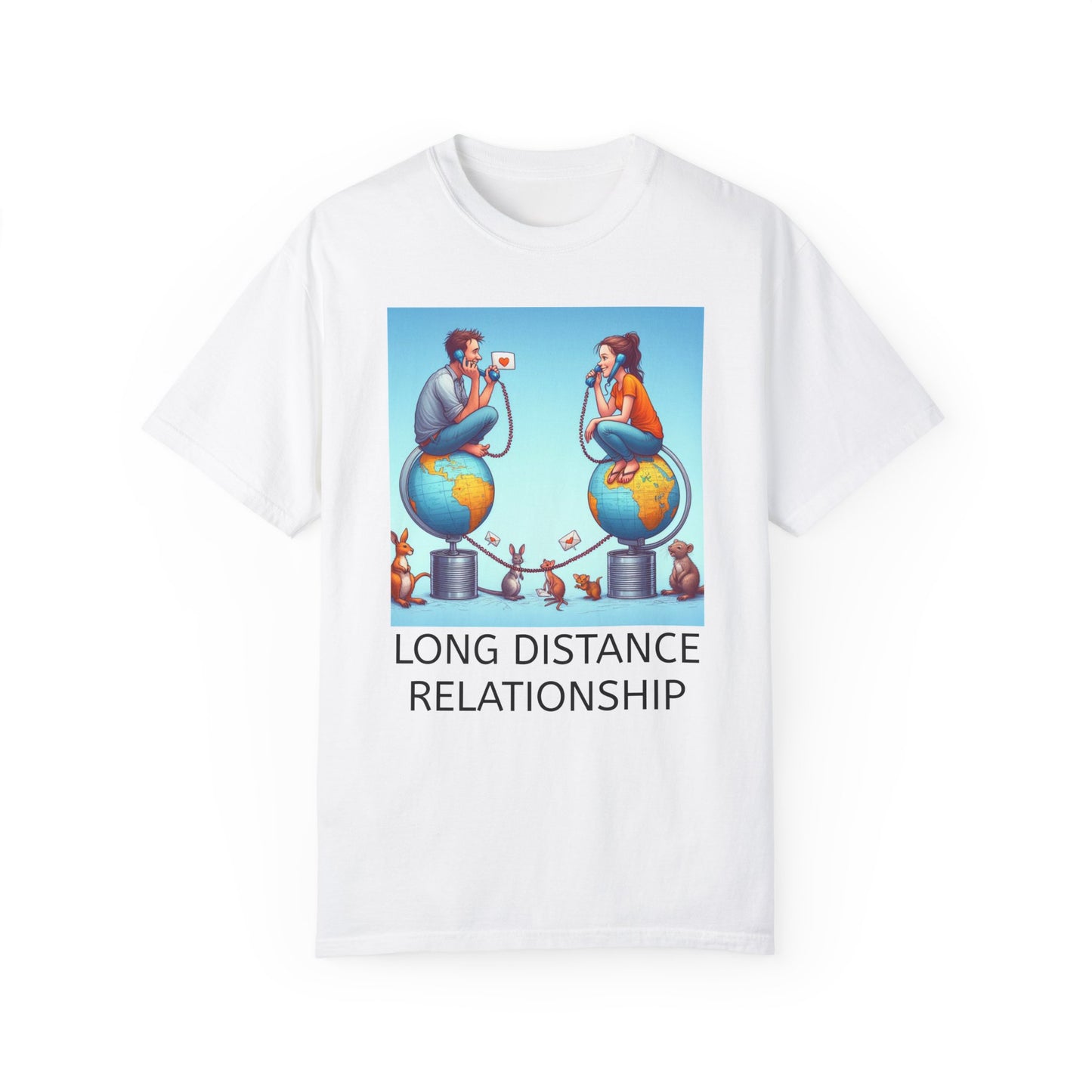 Long Distance Relationship, Unisex Garment-Dyed T-shirt