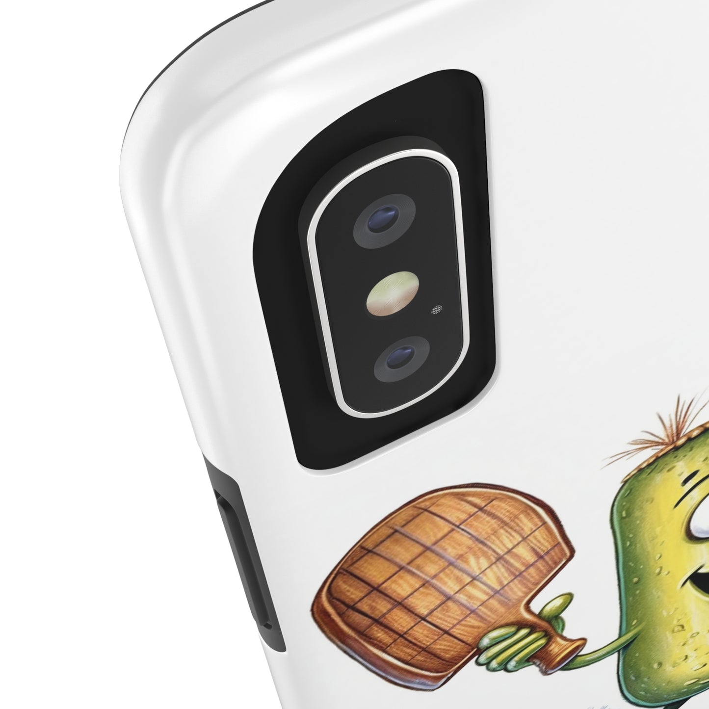 Pickle Player Action: Cartoon Swinging Pickleball Paddle - Sporty Charm - Tough Phone Cases