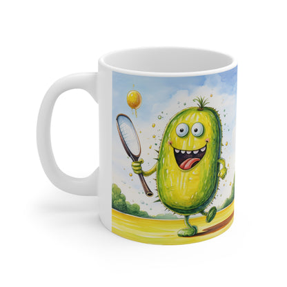 Pickleball Sport: Athletic Pickle Playing Game with Net and Paddle - Ceramic Mug 11oz