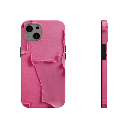 Distressed Neon Pink: Edgy, Ripped Denim-Inspired Doll Fabric - Tough Phone Cases