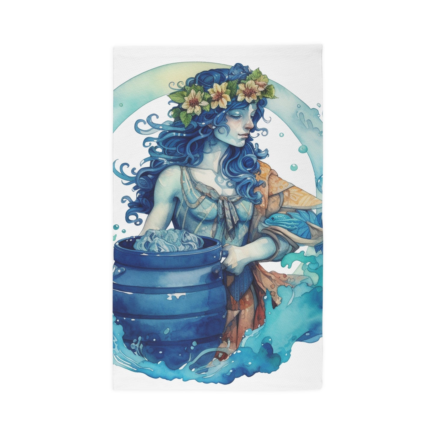 Artistic Aquarius Zodiac - Watercolor Water-Bearer Depiction - Dobby Rug