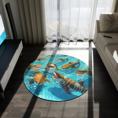 Tiger Shark: Ocean Marine Wildlife - Underwater - Round Rug