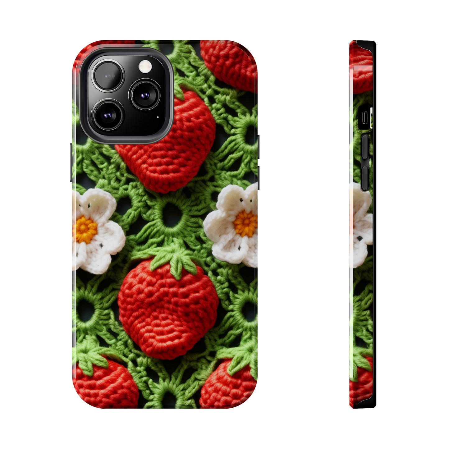 Strawberry Field Crochet - Forever Forest Greens - Fruit Berry Harvest Crop - Tough Phone Cases