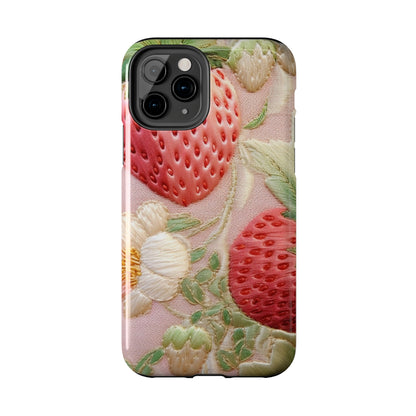 Red Berry Strawberries - Embroid Fruit - Healthy Crop Feast Food Design - Tough Phone Cases