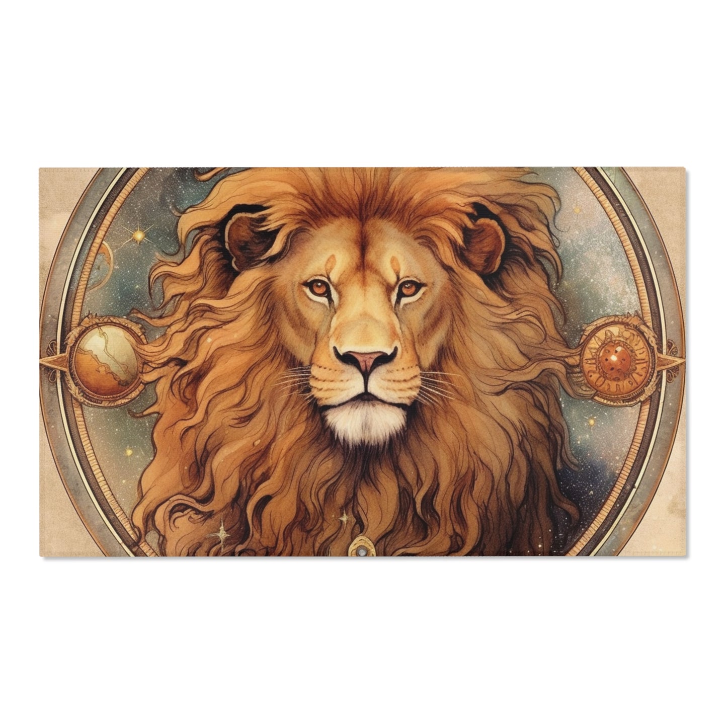 Astrological Leo Sign Vibrant Celestial Cosmic Zodiac - Area Rugs