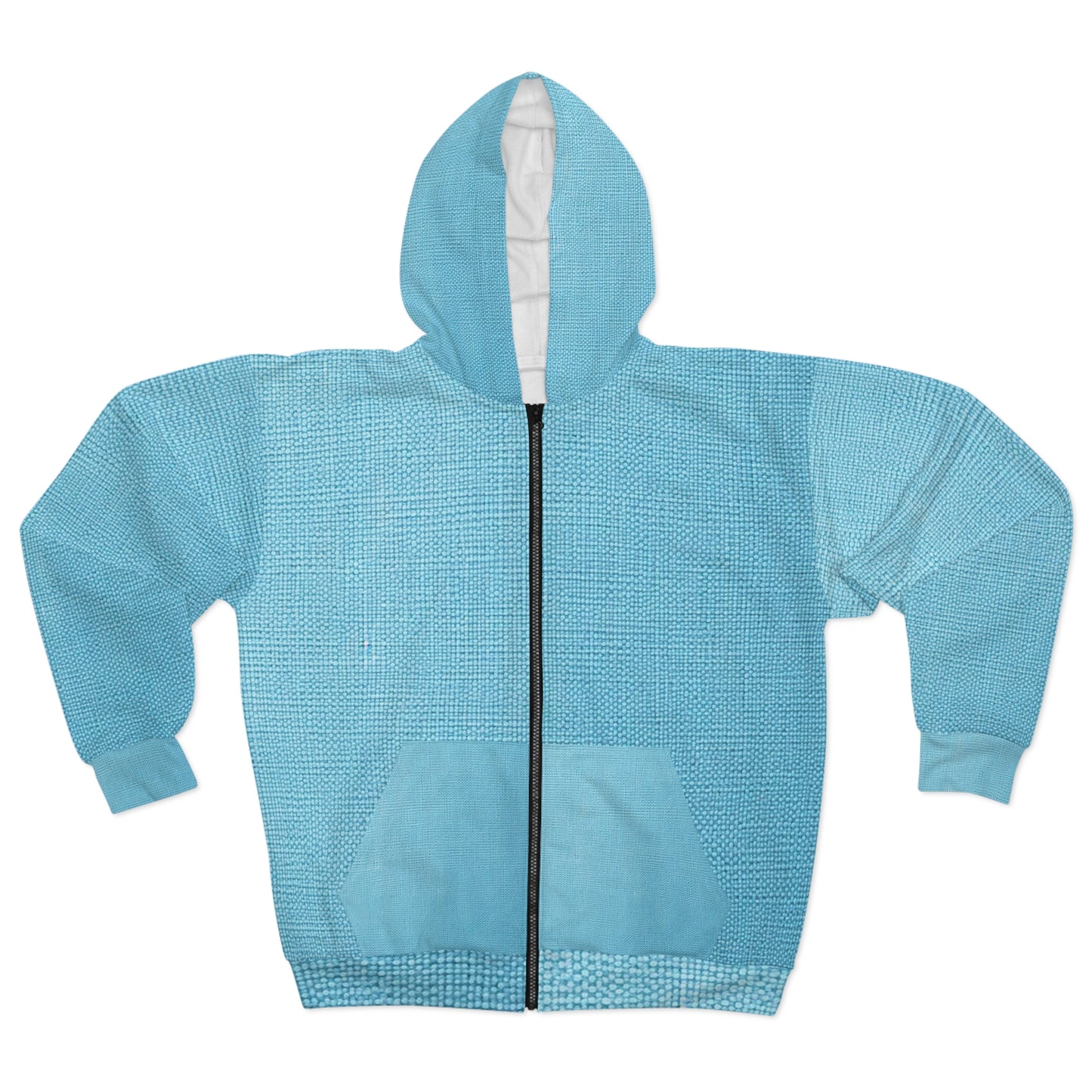 Bright Aqua Teal: Denim-Inspired Refreshing Blue Summer Fabric - Unisex Zip Hoodie (AOP)