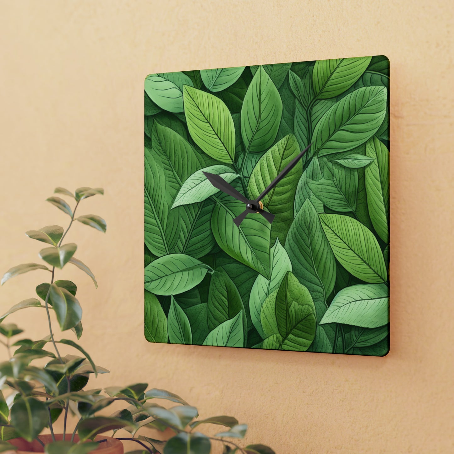 Green Plant - Acrylic Wall Clock