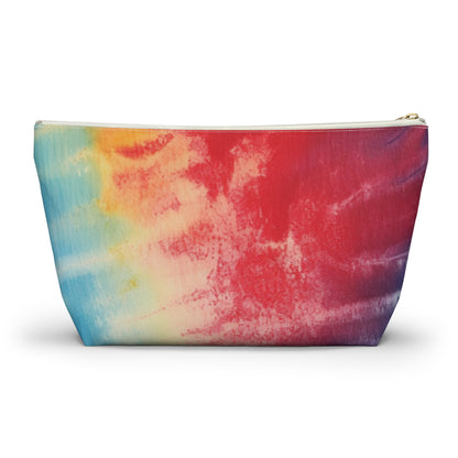 Rainbow Tie-Dye Denim: Vibrant Multi-Color, Fabric Design Spectacle - Accessory Pouch w T-bottom